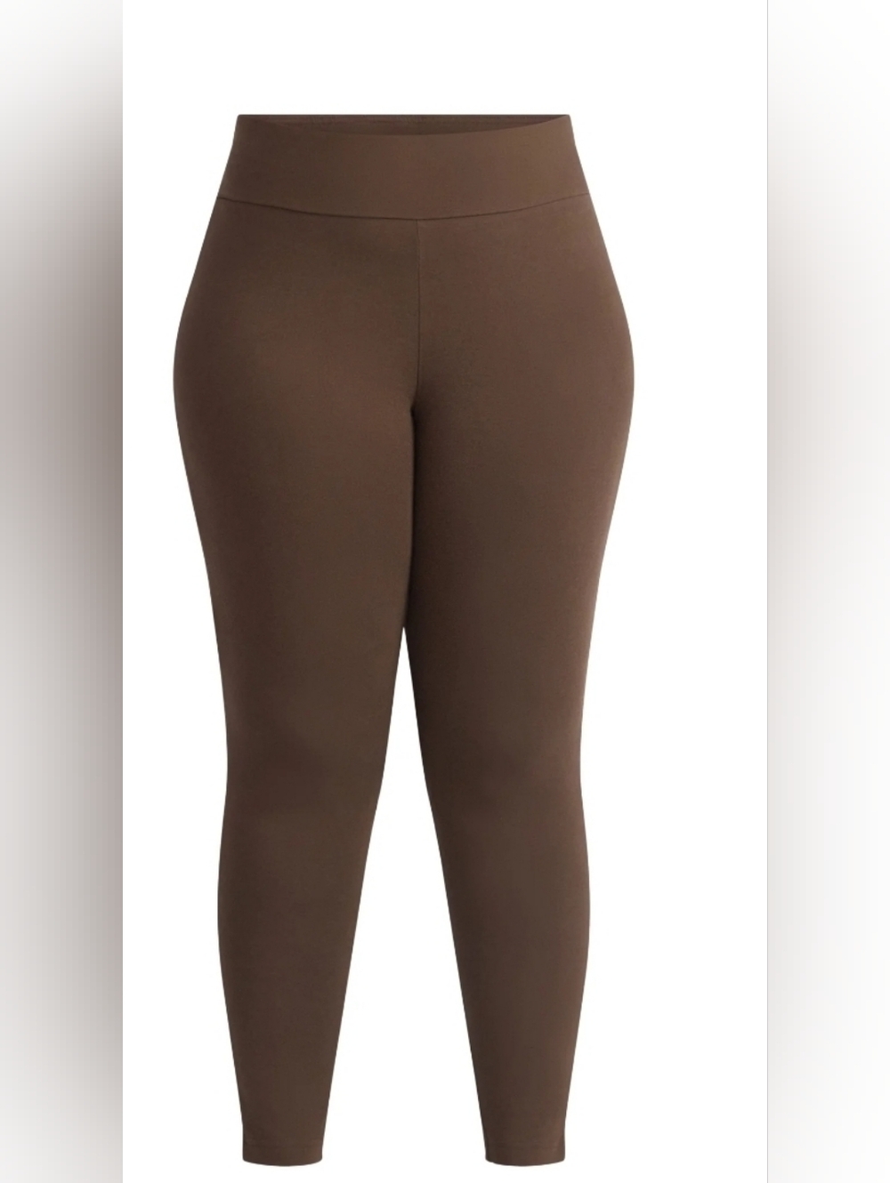 Terra & Sky Plus-Size High Rise Leggings in Chocolate Brown.   5